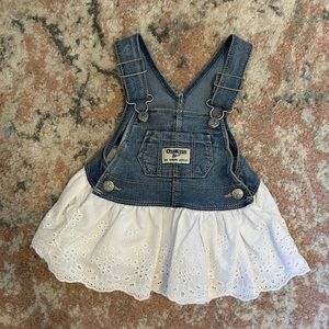 Oshkosh Denim Overall Dress with Eyelet Lace Skirt